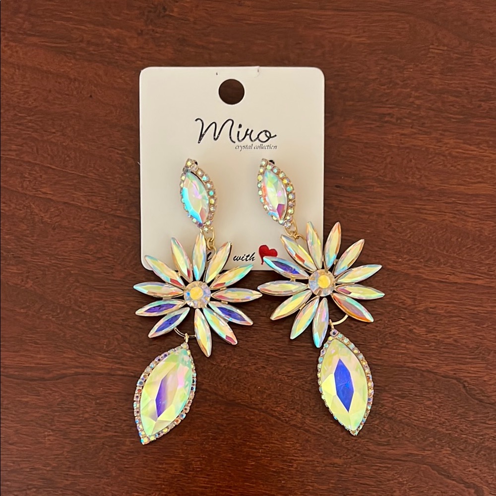 Silver Floral Iridescent Earrings